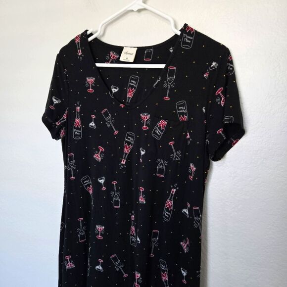 Soma | Prosecco Please Sleep Dress Wine Drink Cozy Loungewear, Womens Medium - Picture 3 of 6